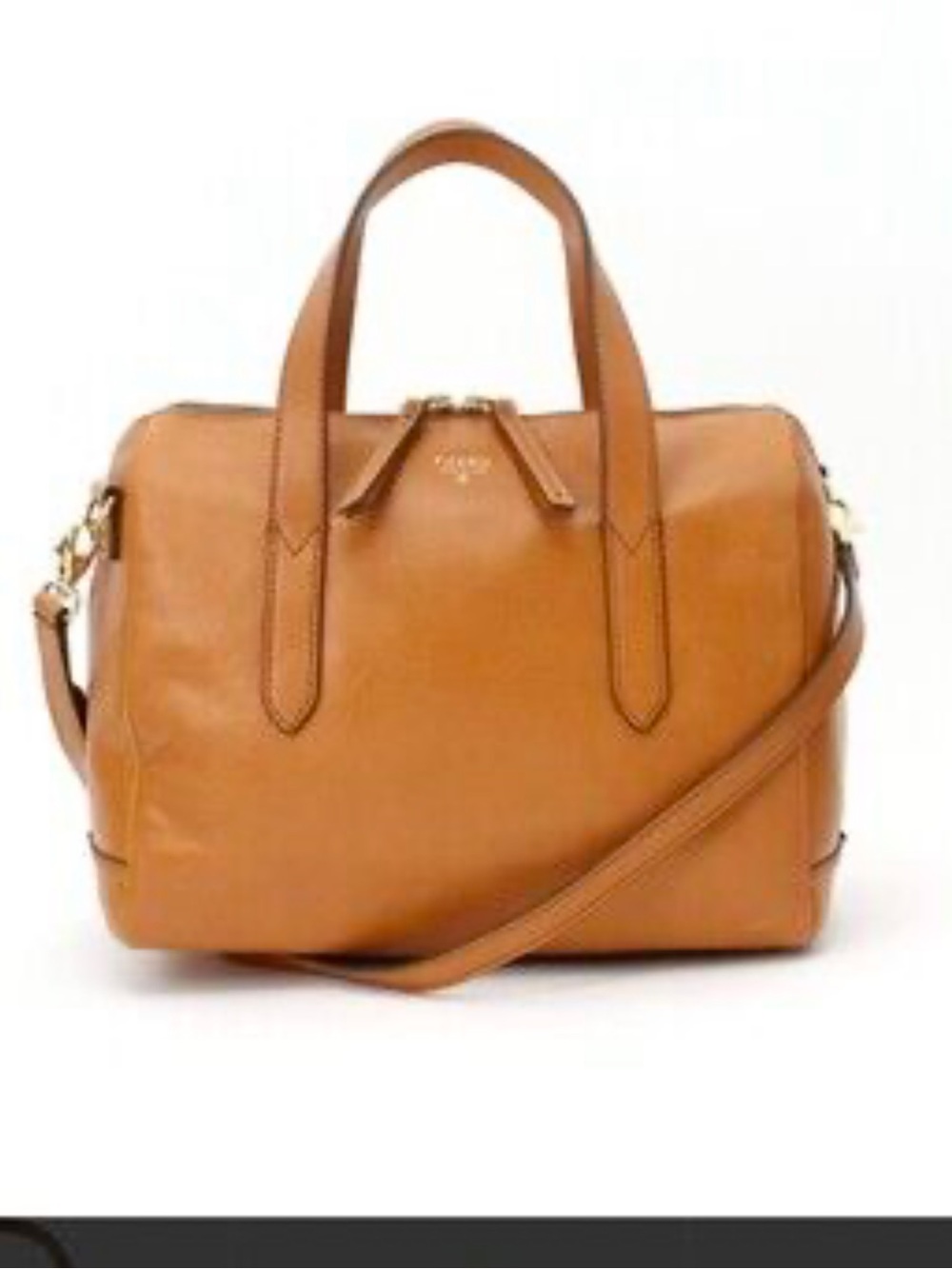 Fossil Sydney Satchel Bag. Cowhide w Gold Hardware. Crossbody or Handbag. Preppy